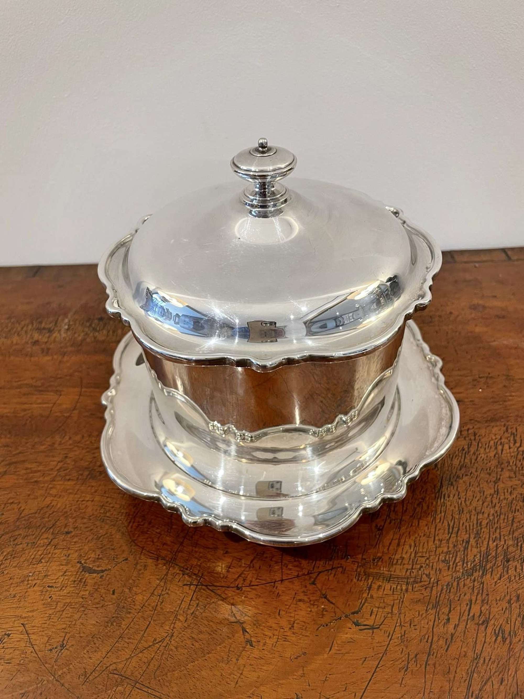 Antique Edwardian Quality Silver Plated Biscuit Barrel