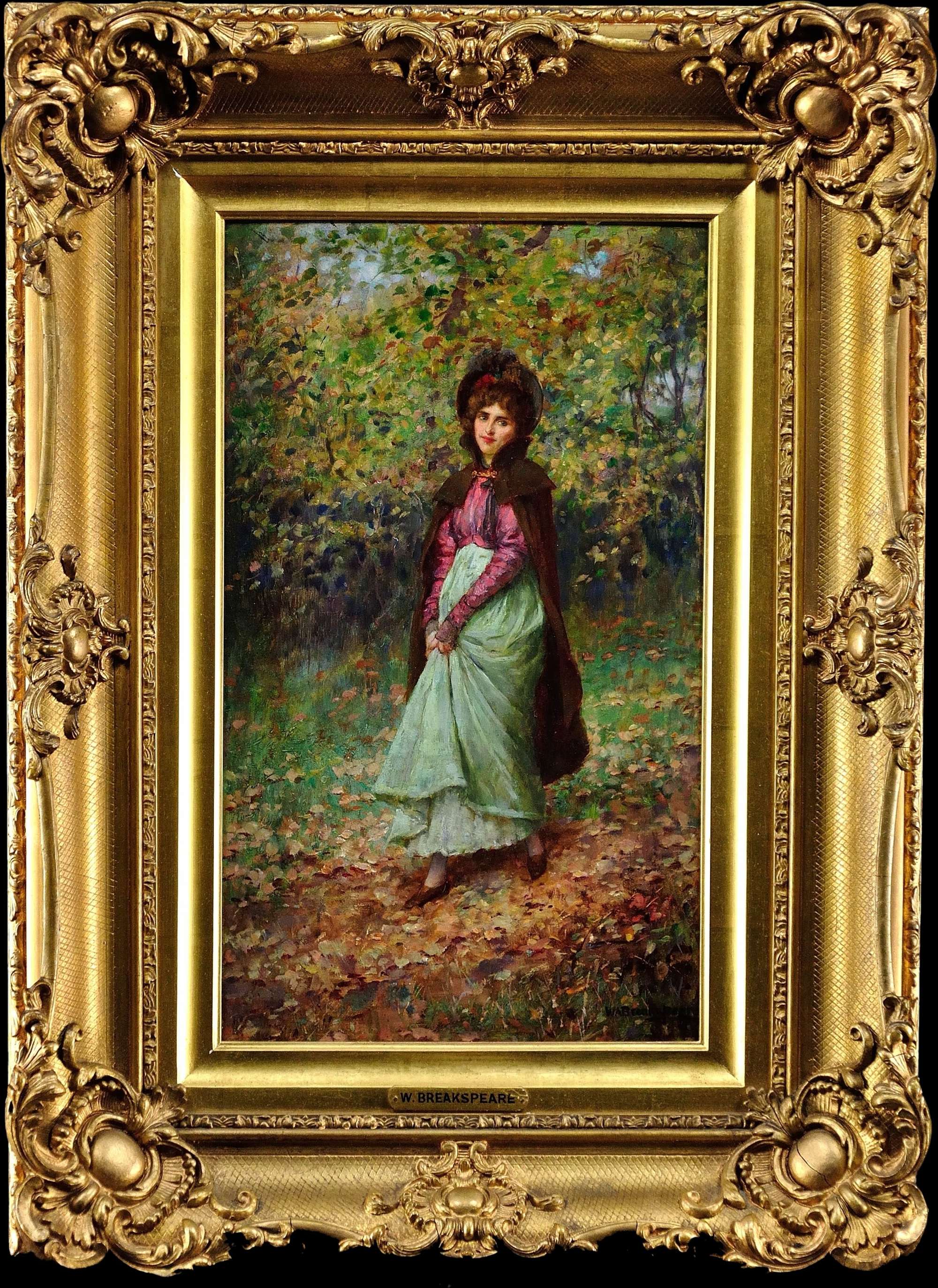 William Arthur Breakspeare 1855-1914. A Rendezvous In The Park. Framed Oil On Panel