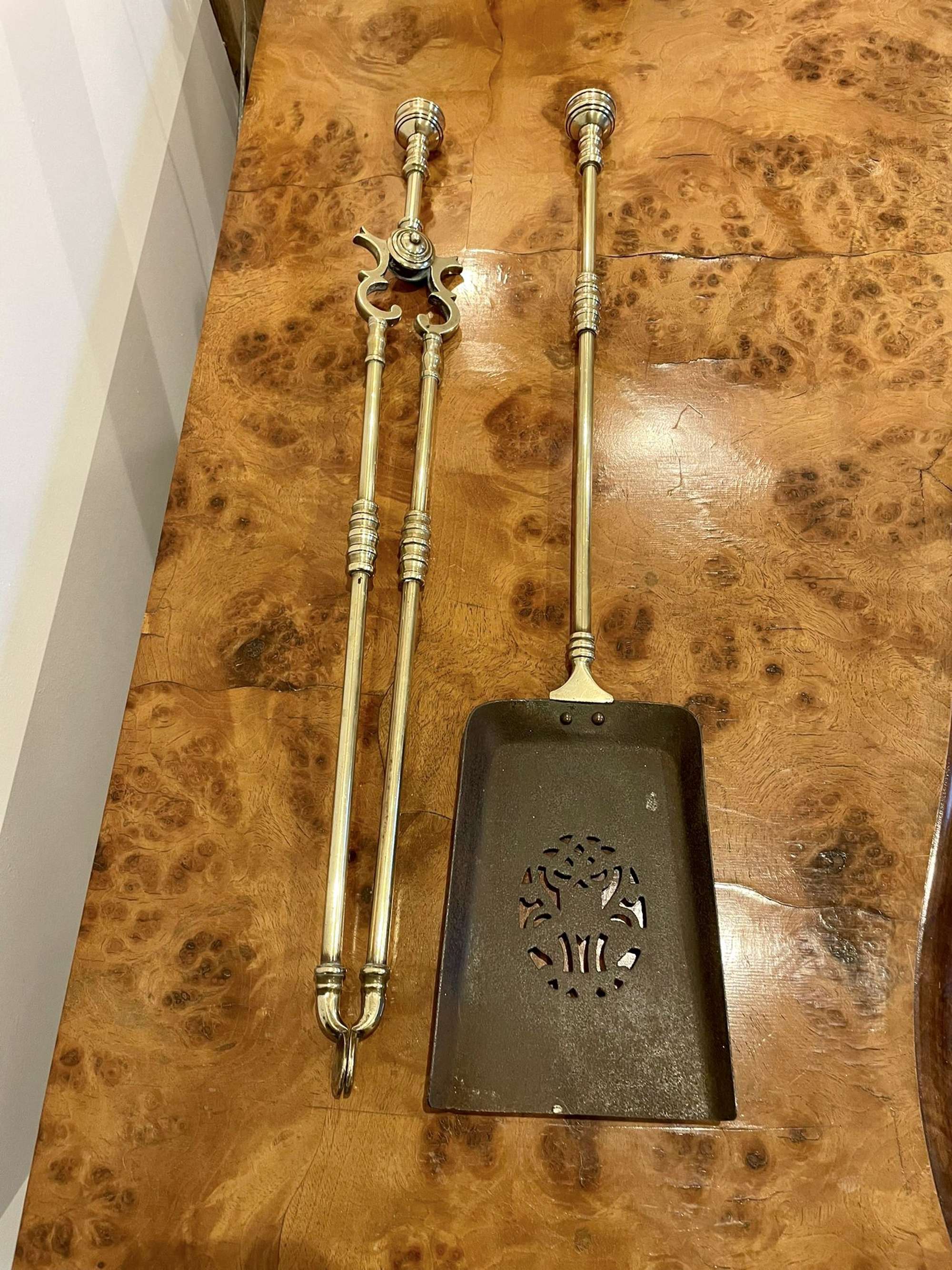 Pair Of Antique George Iii Brass Fire Irons