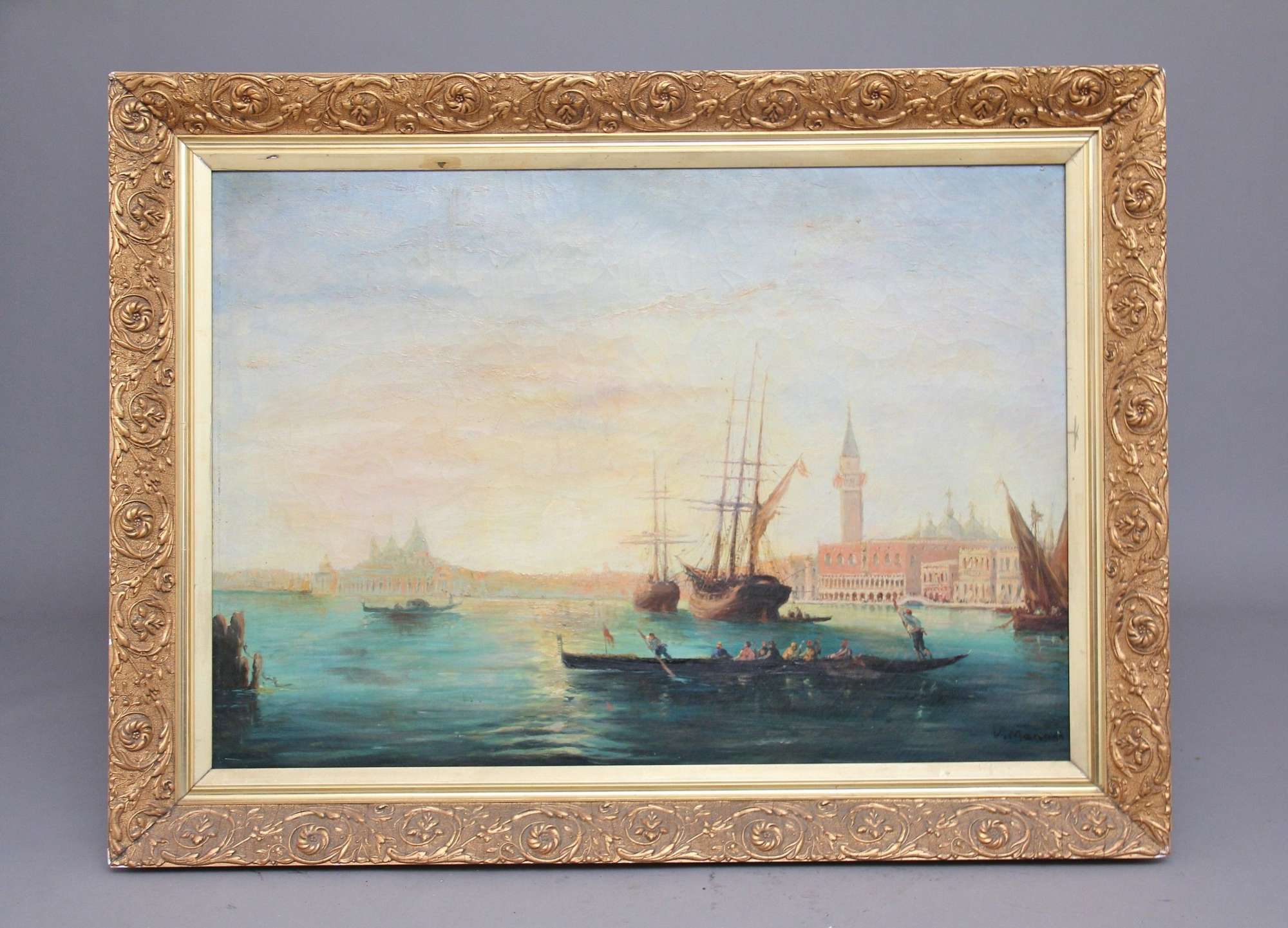 Early 20th Century Oil Painting Of The Venetian Lagoon
