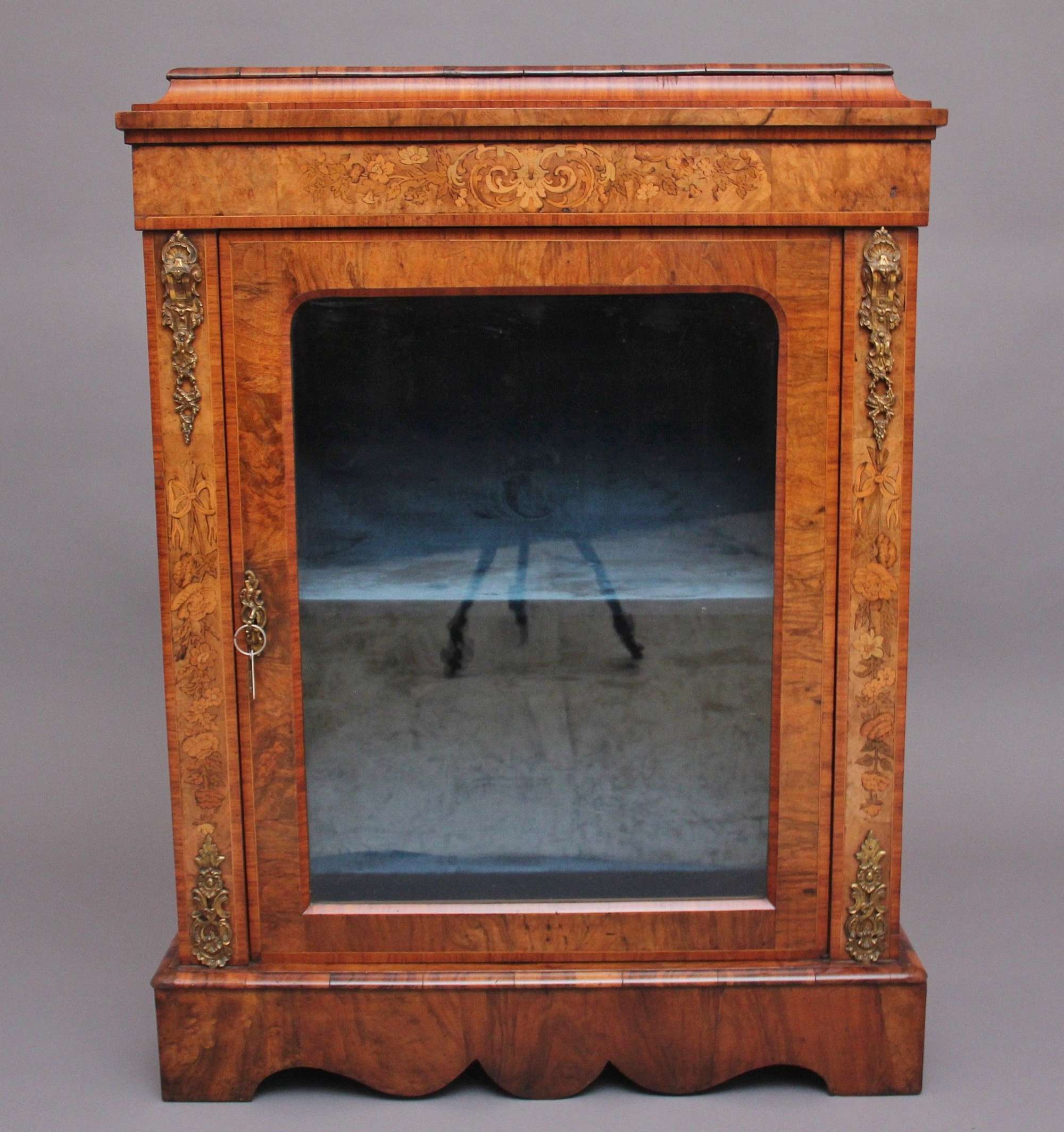 19th Century Walnut And Marquetry Pier Cabinet