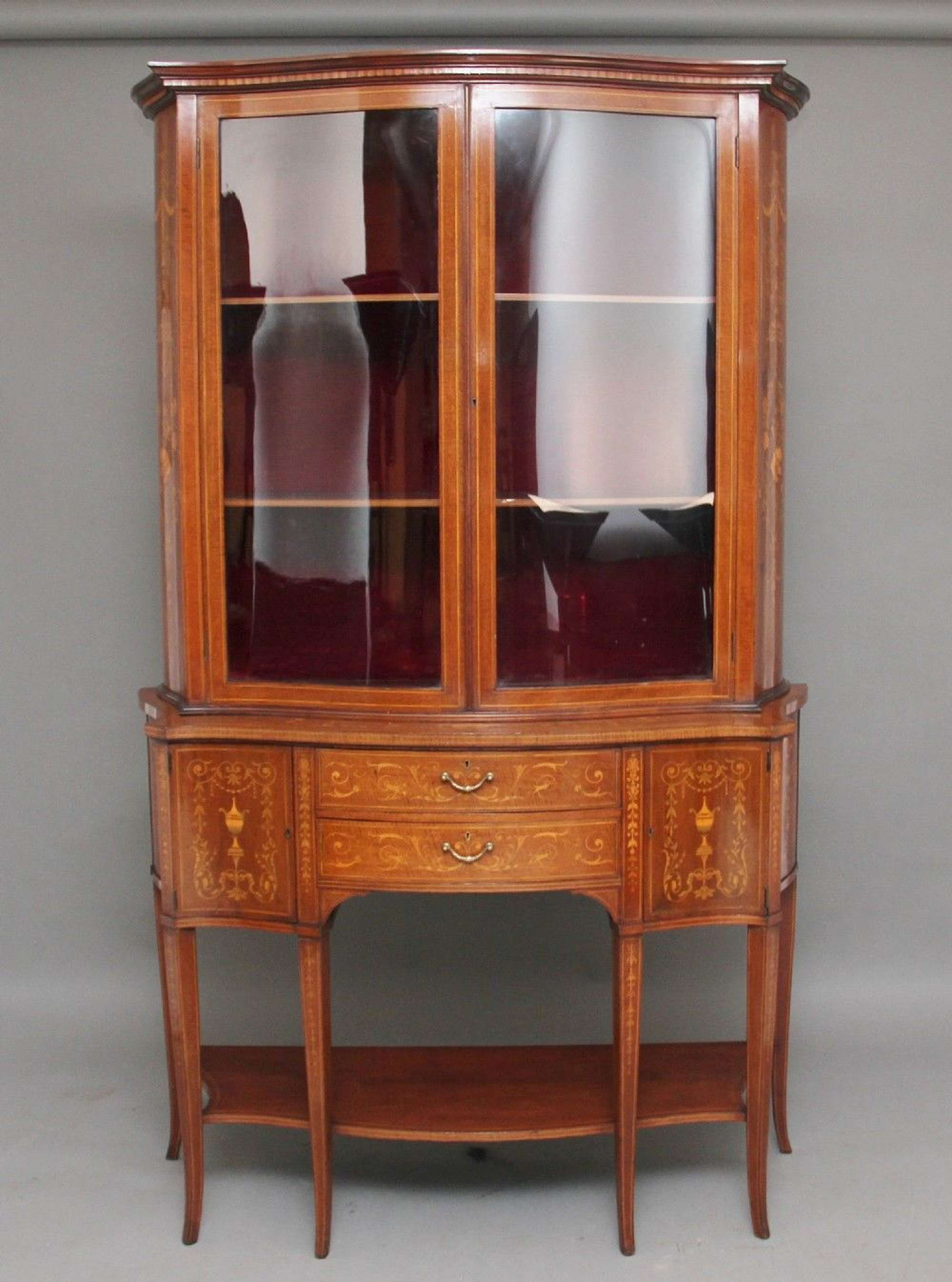 19th Century Inlaid Mahogany Display Cabinet