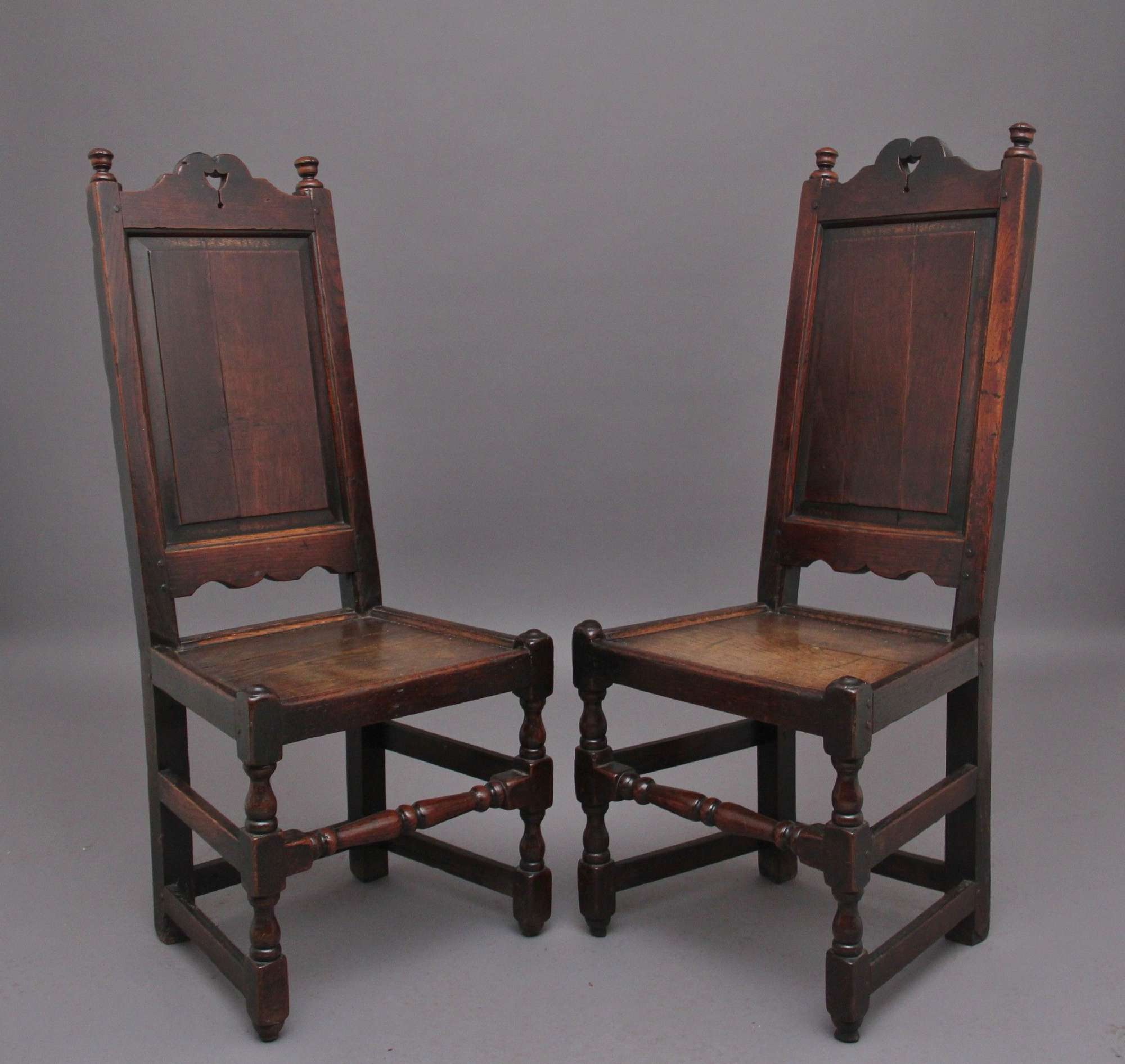 Pair Of 17th Century Oak Side Antique Chairs