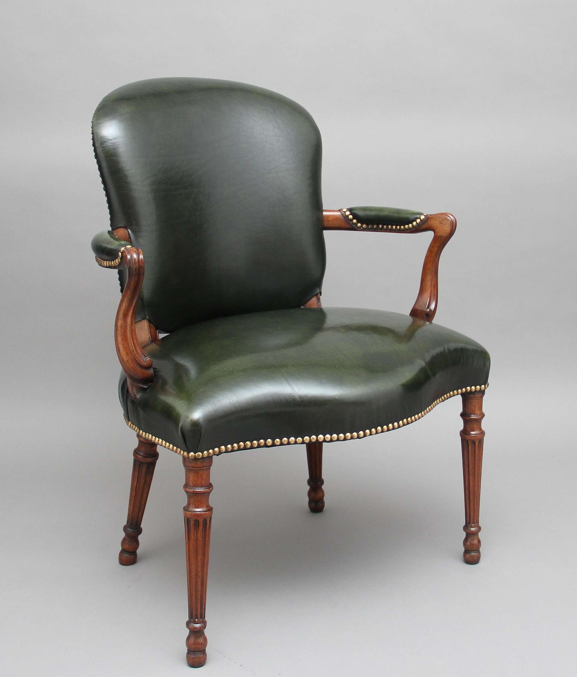 19th Century Mahogany Open Antique Armchair