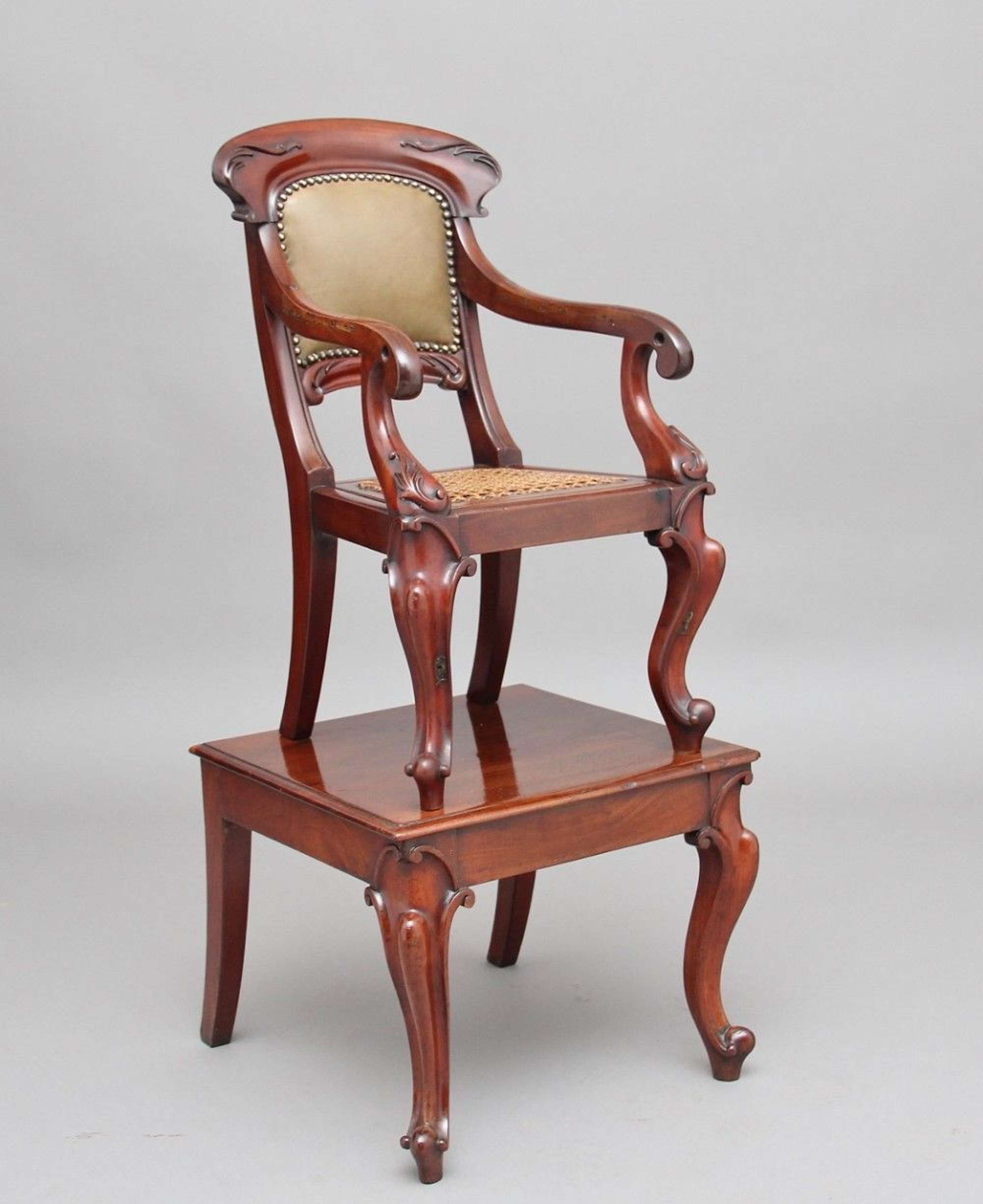 19th Century Mahogany Child's Antique Chair On Stand