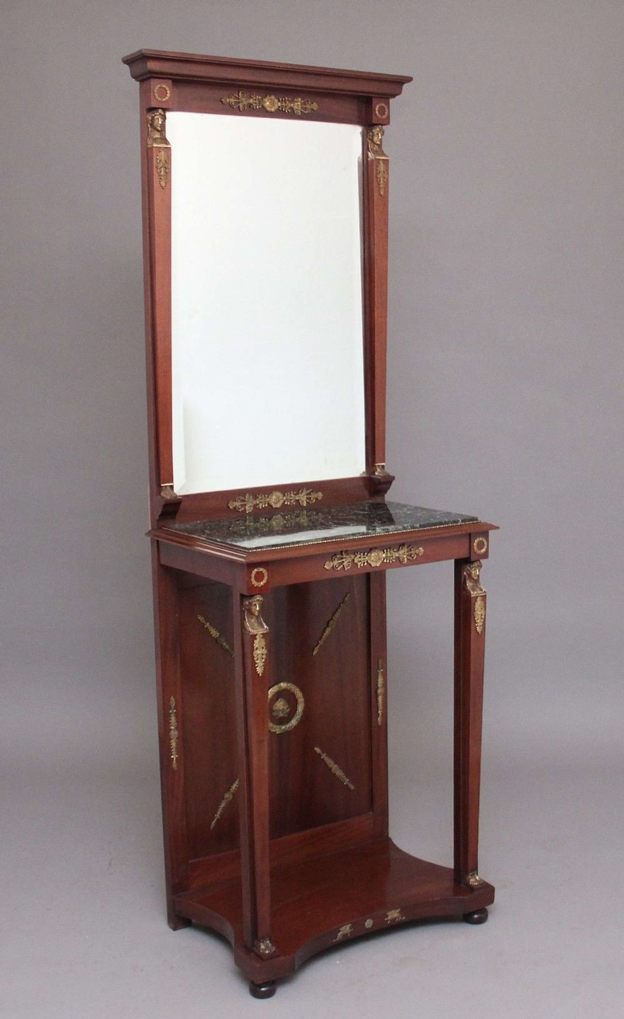 19th Century Mahogany Antique Mirrored Consul Table