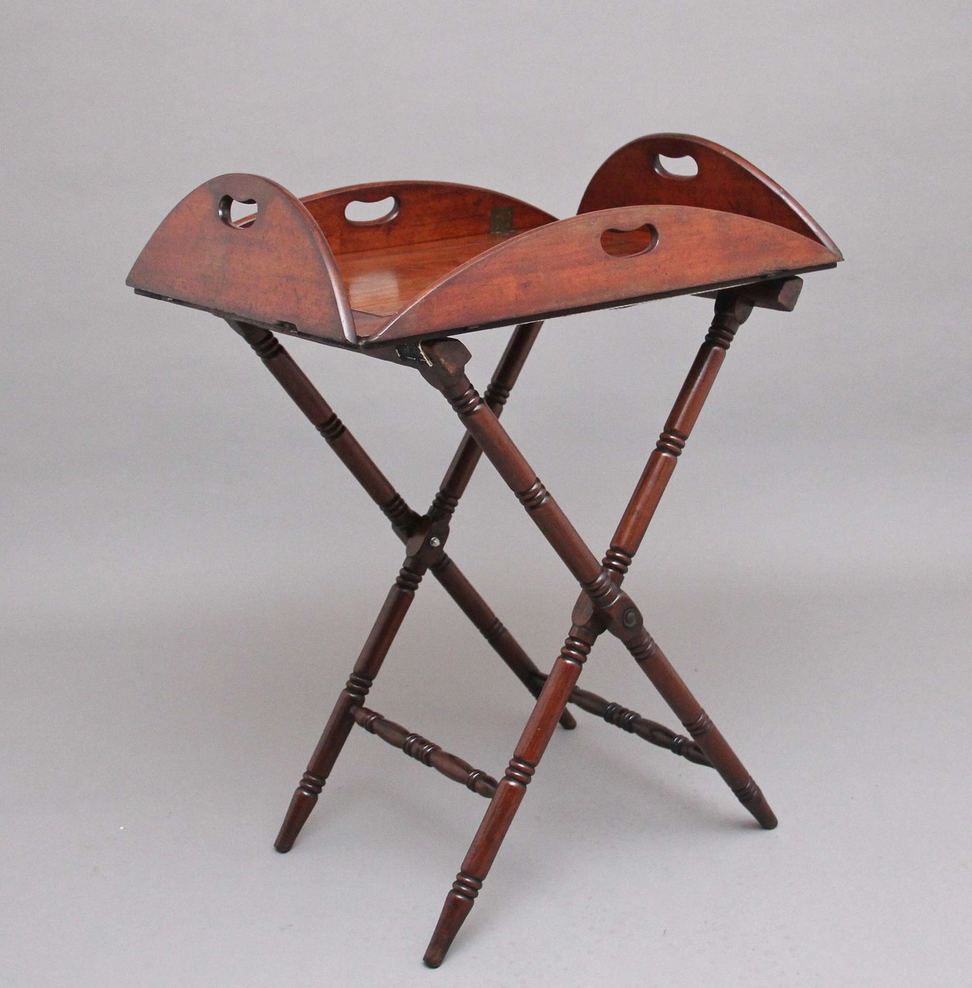 Early 19th Century Mahogany Folding Butlers Tray On Stand