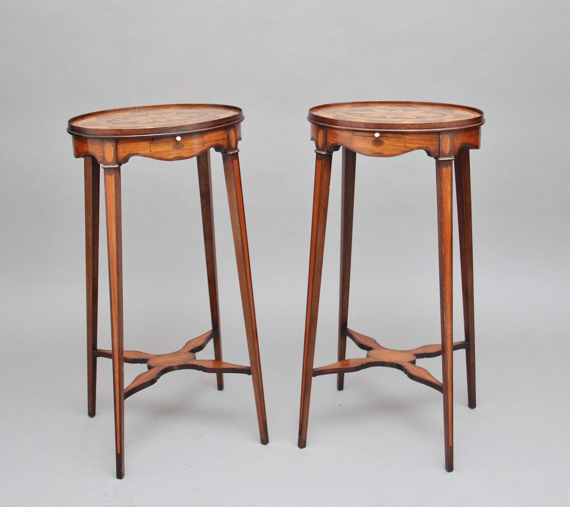 Pair Of Sheraton Revival Mahogany And Inlaid Urn Stands