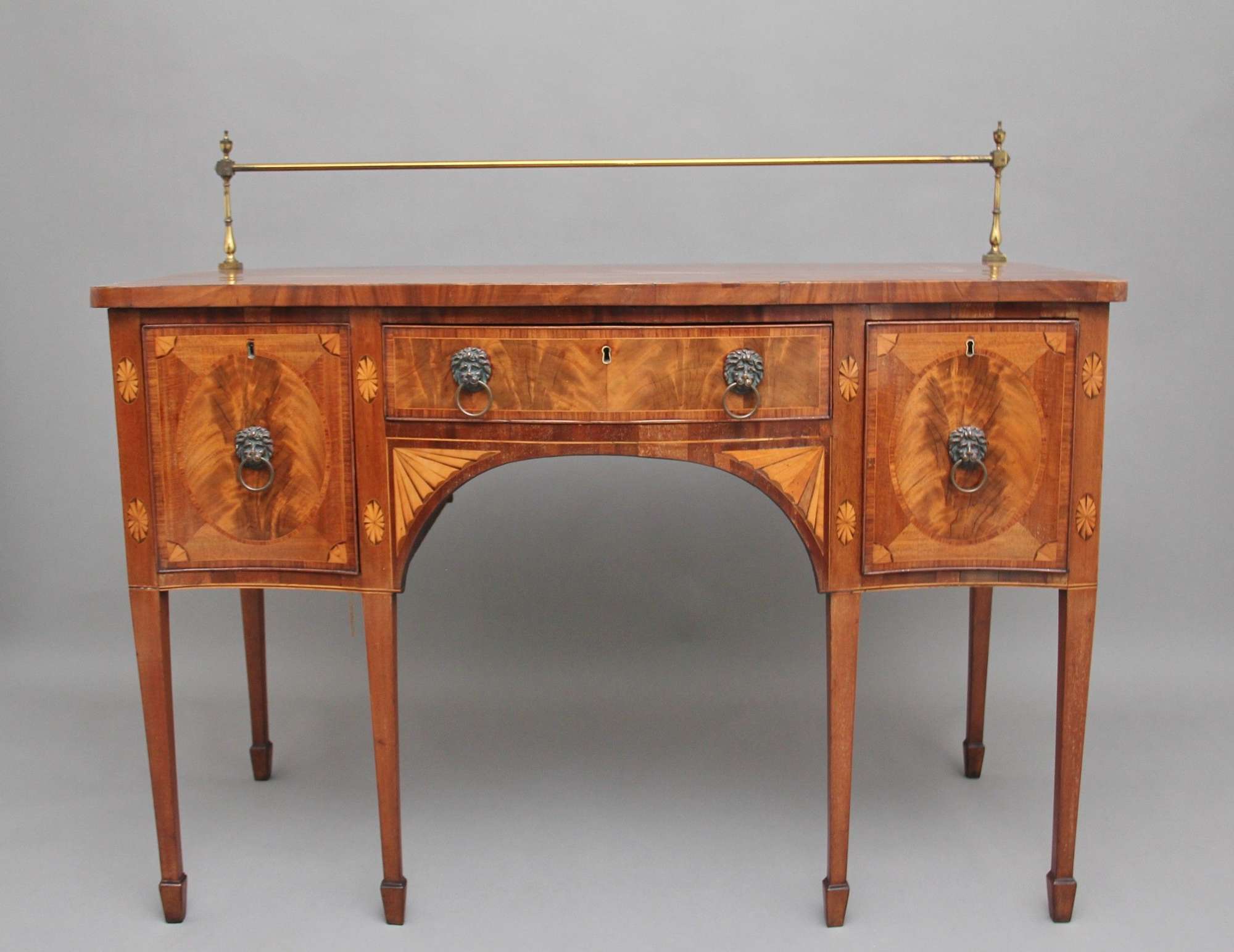 Early 19th Century Mahogany Inlaid Serpentine Antique Sideboard