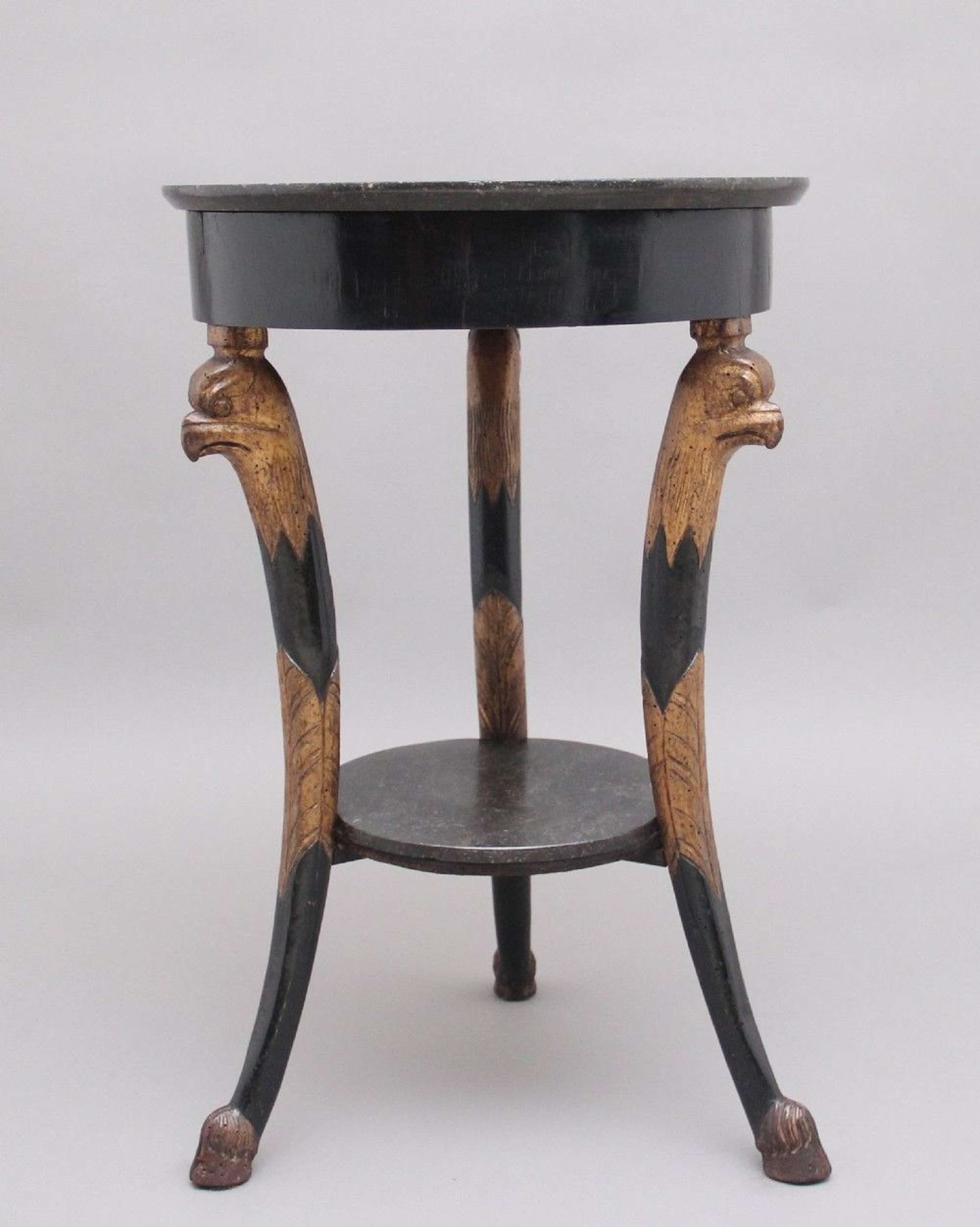 19th Century Ebonised And Gilt Marble Top Occasional Table