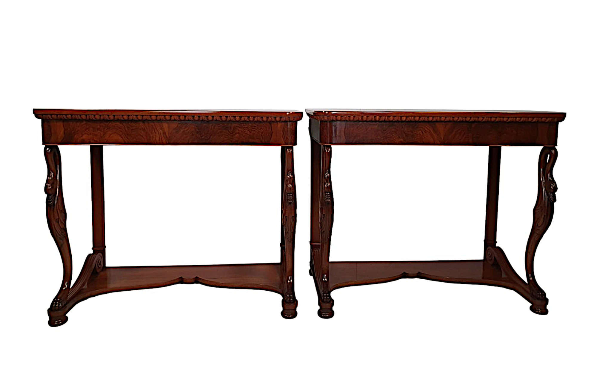 A Very Fine And Rare Pair Of 19th Century Italian Antique Console Tables