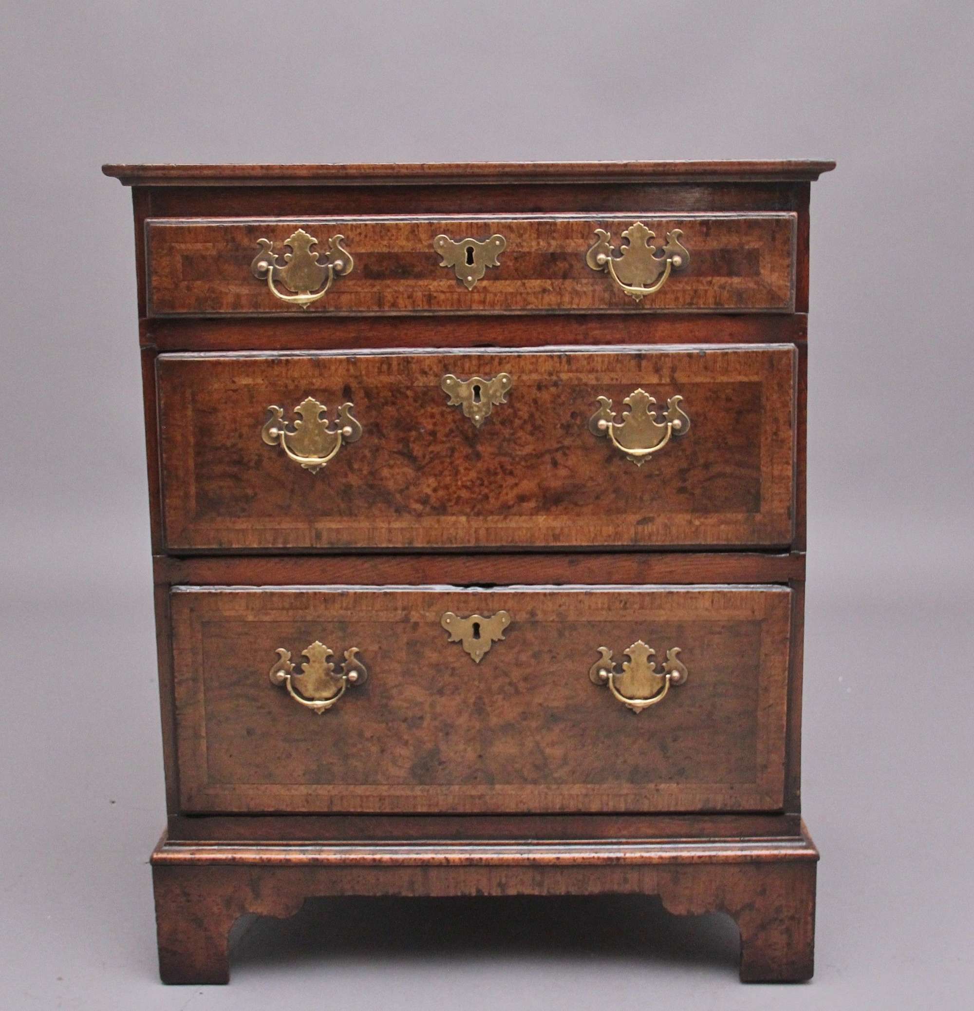 18th Century And Later Veneered Antique Chest Of Drawers