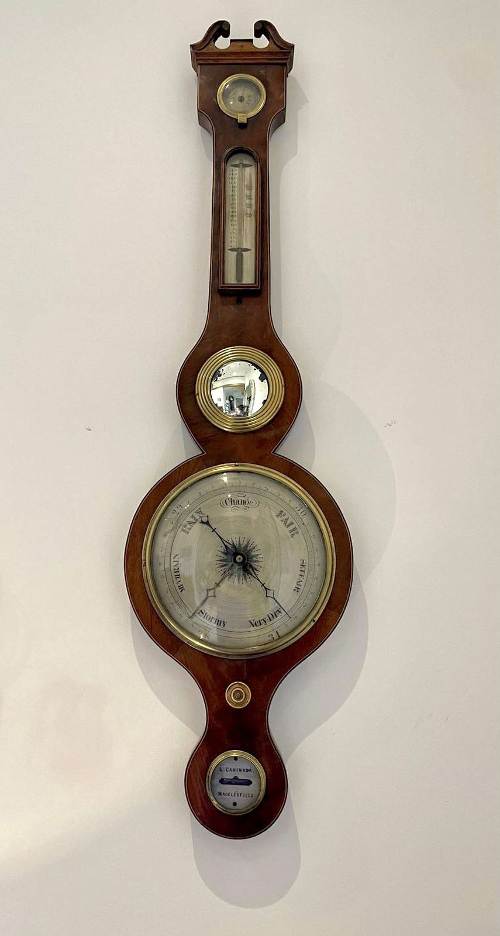 Antique George Iii Quality Mahogany Banjo Barometer
