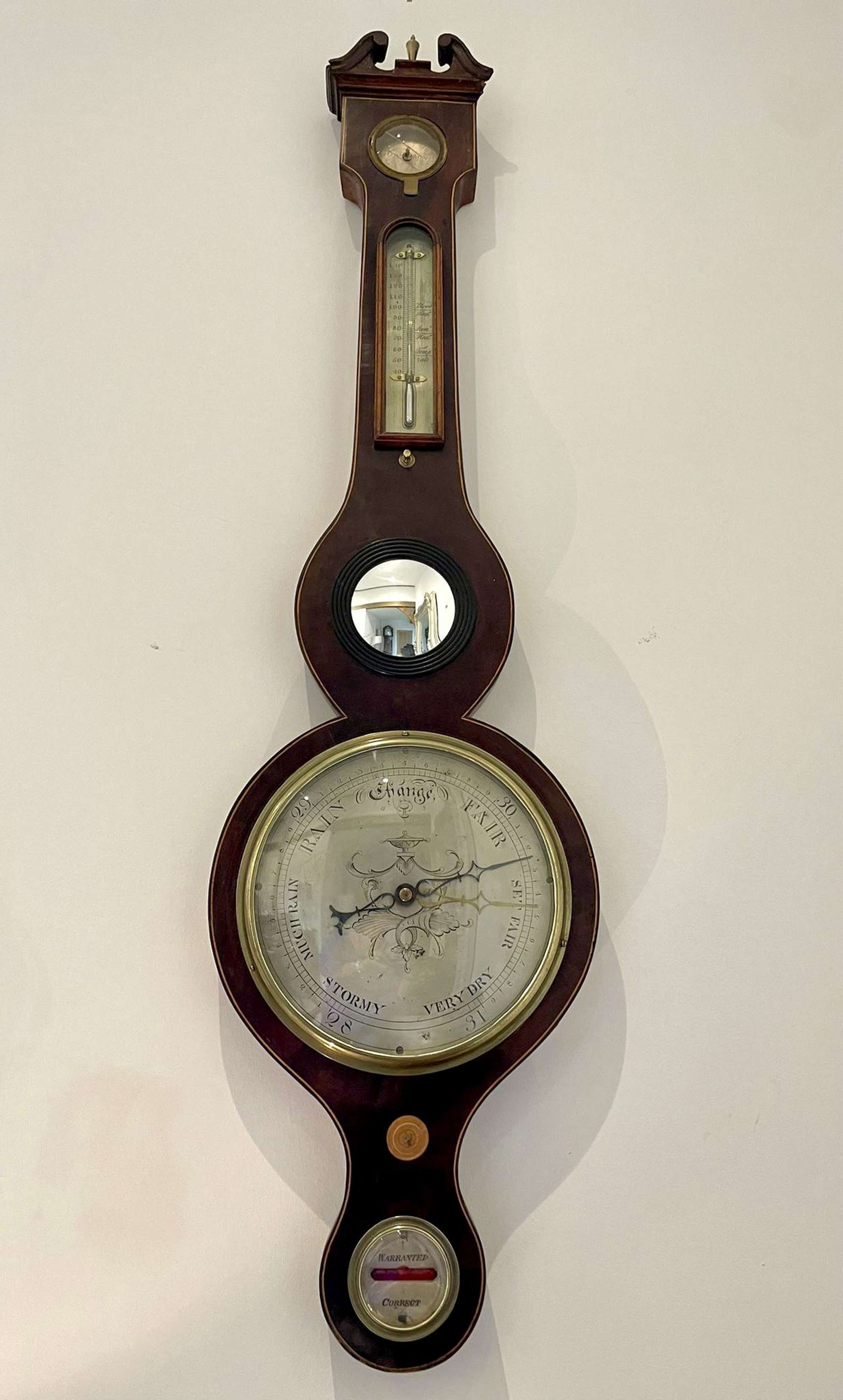 Antique George Iii Quality Mahogany Banjo Barometer