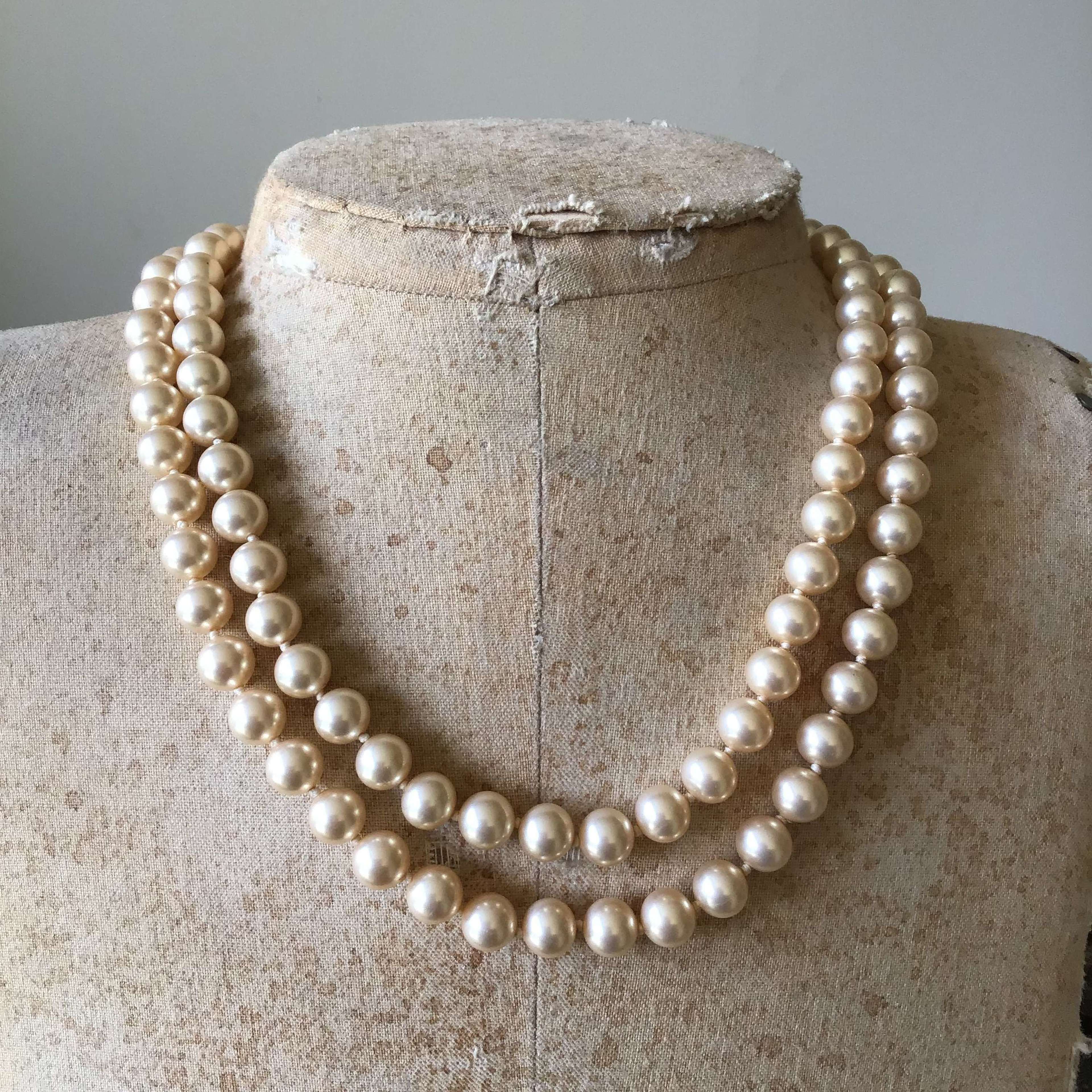 2 Vintage Faux Pearl Necklaces Necklace