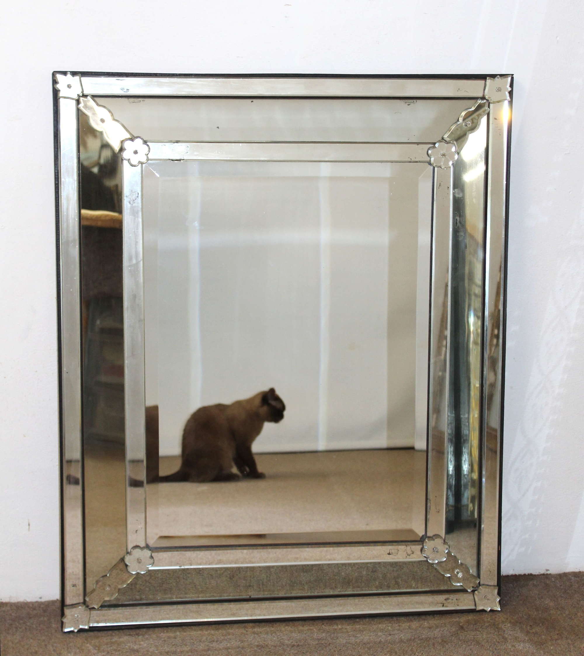 1940s cushioned Venetian style mirror