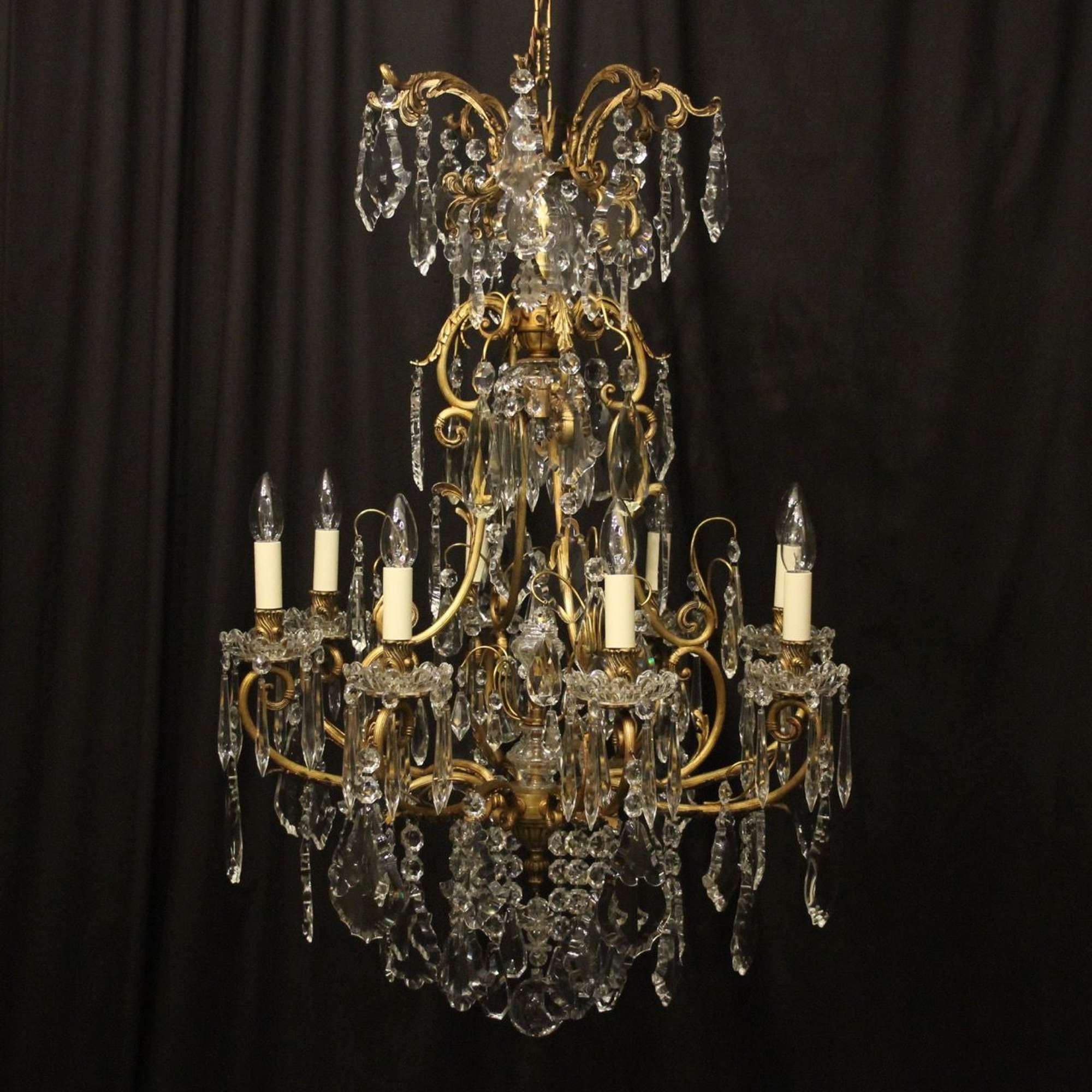 French Gilded Bronze Cage Antique Chandelier