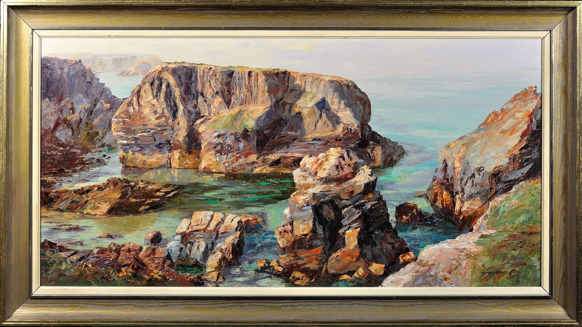 Nancy Bailey 1913 - 2012. Low Tide On The Minnows, Cornwall, 1972. Framed Oil
