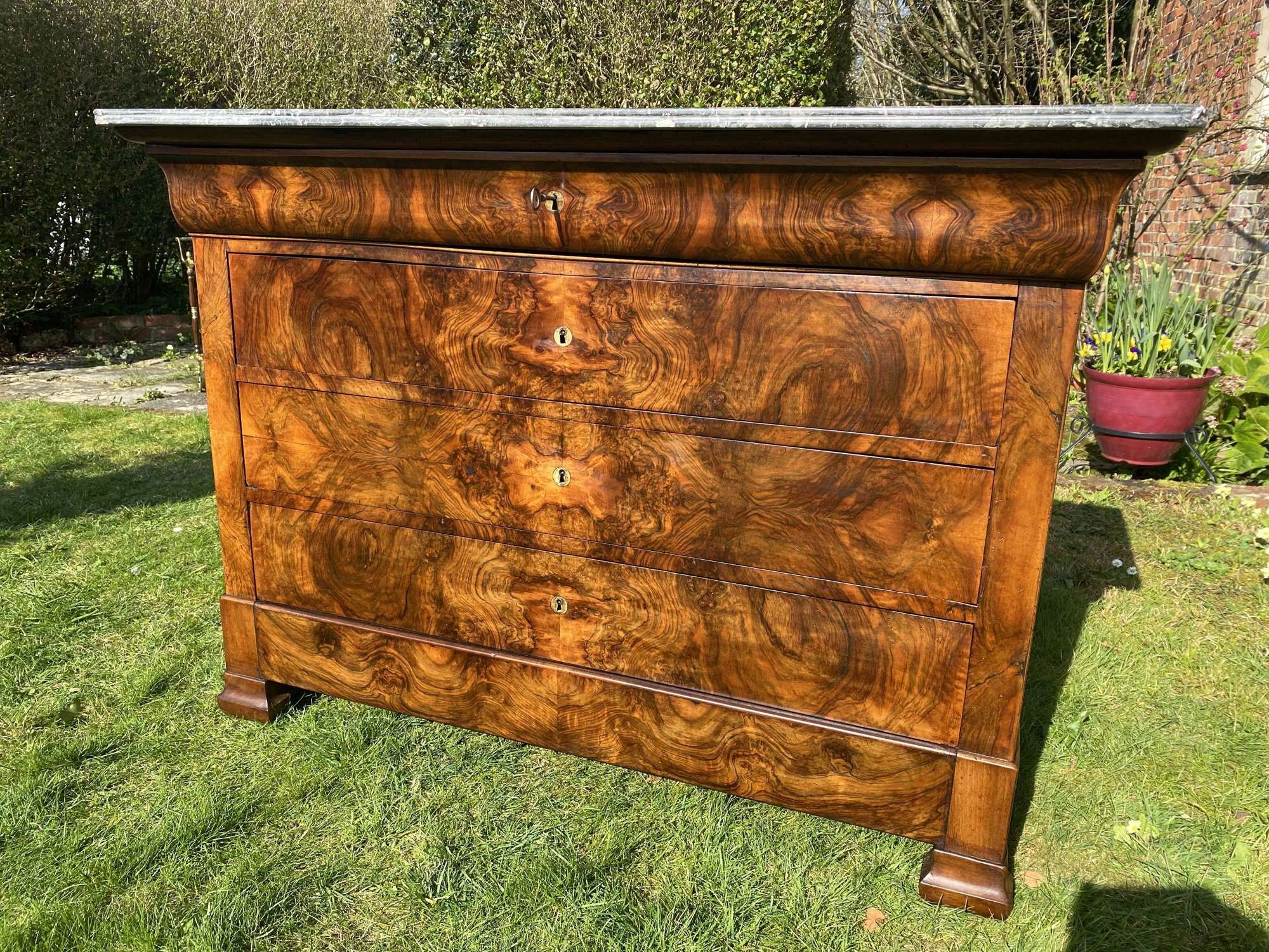 Louis Philippe commode in burr walnut