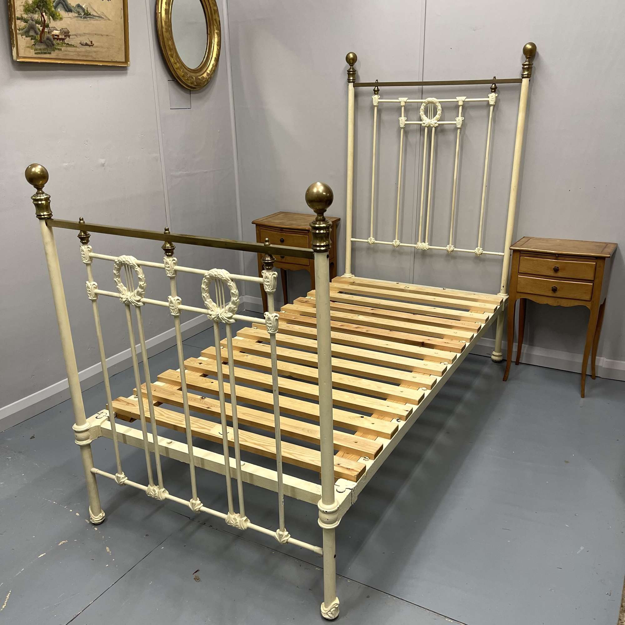 Single Painted Brass And Iron Victorian Bed