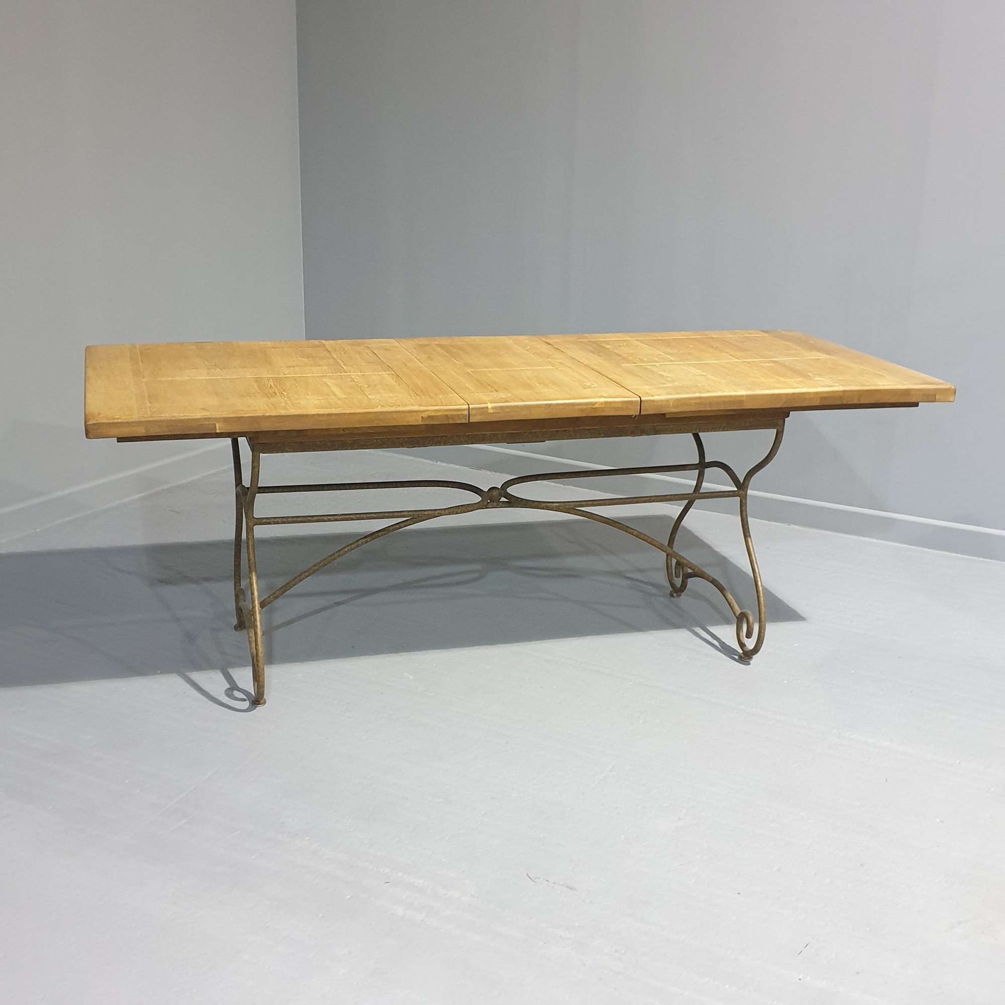 Oak and Iron Extending Kitchen Dining Table