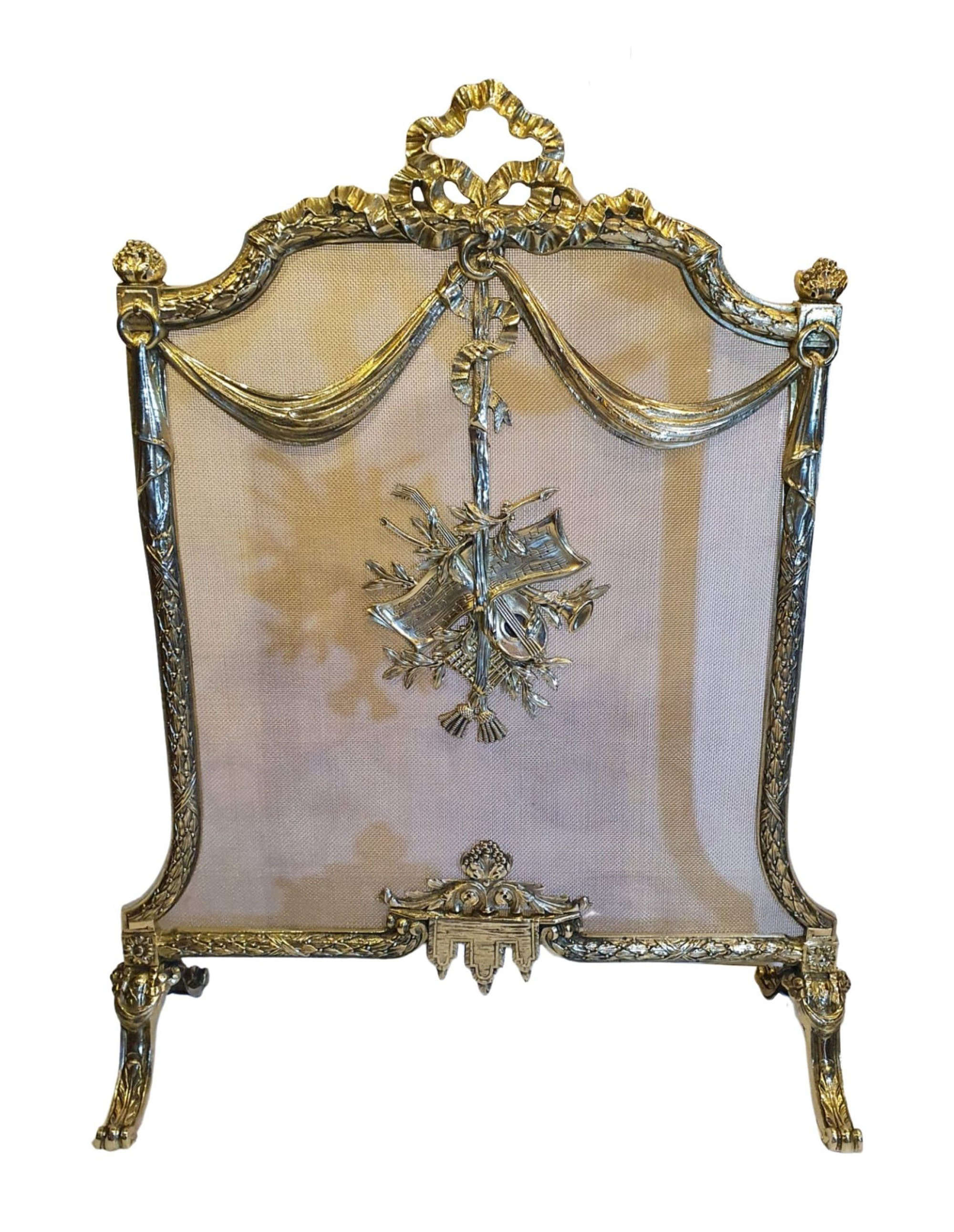 A Stunning 19th Century Fully Restored Polished Brass Fire Screen
