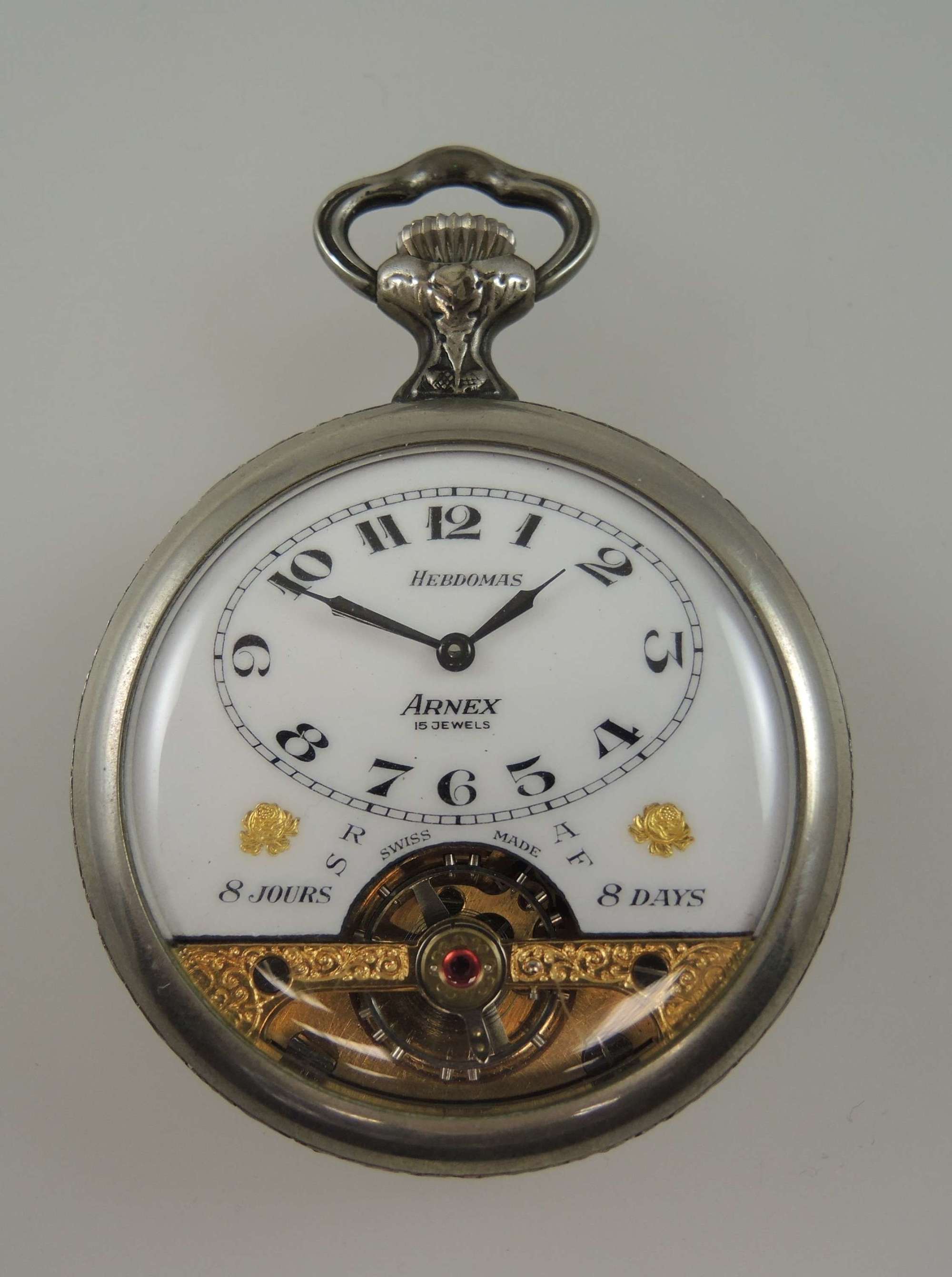 Unusual Hebdomas 8 day pocket watch with superb case c1915