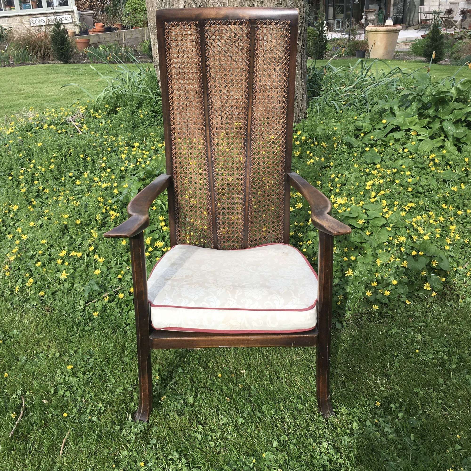 Antique Bergere rattan cane back/seat armchair