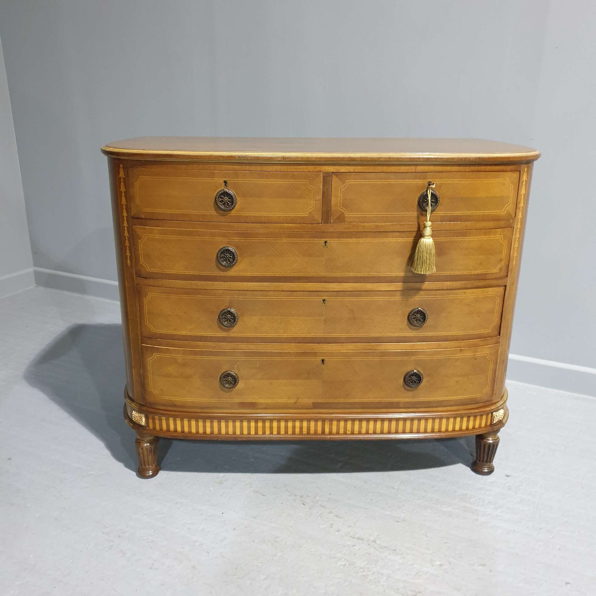 Very Good Inlaid Mahogany Antique Chest Of Drawers