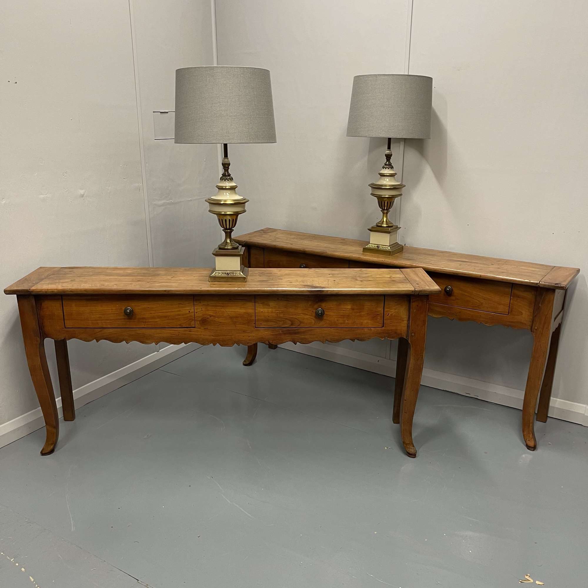 Pair Of French Cherrywood Server Antique Console Tables