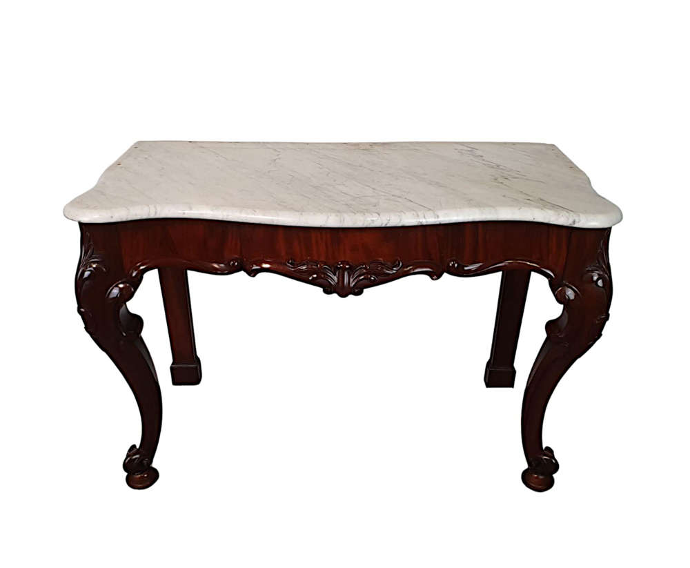 A Superb 19th Century Carrara White Marble Top Hall Or Antique Console Table