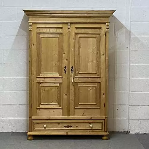 Large Antique Pine Hall Cupboard In, Antique Pine Wardrobe With Shelves